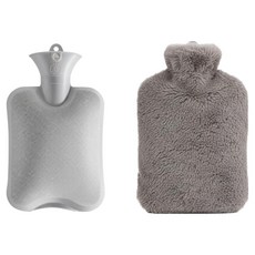 Urban Pick 水瓶造型大容量溫水熱敷袋 兔毛灰 1000ml, 1個