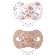 suavinex 蘇維妮 扁圓型安撫奶嘴2件組, 1套, 親密回憶 粉色, 6~18個月
