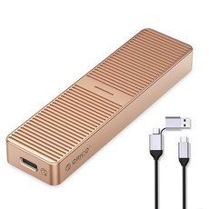 ORICO 奧睿科 散熱片散熱USB 3 2 Gen1 6Gbps M.2 SSD外接硬碟殼+2合1線組 金色, 1套, M221C3