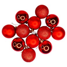 摩達客耶誕 霧亮混款電鍍球吊飾組 聖誕樹裝飾球飾掛飾, 紅色系, 12個