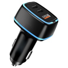 Quicker QC 3.0 50W 3孔車用高速充電器 Type-C + USB Type, 黑色, QKCC-2C1U-11-TD-BK