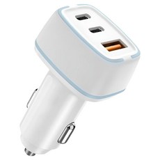 Quicker QC 3.0 50W 3孔車用高速充電器 Type-C + USB Type, 白色, QKCC-2C1U-11-TD-WH