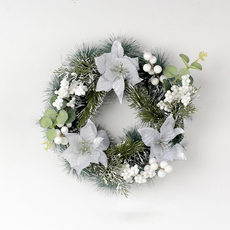 特雷奧巴 現代簡約人造花環 30 x 30 cm H1-8, 銀花