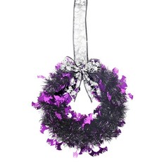 Treova 現代優雅人造花環 29 x 51.5 cm, 蝙蝠藤圓圈蝴蝶結花環