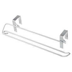 SHIMOYAMA 日本霜山 不鏽鋼廚櫃門後掛架/雙桿抹布架, 1個, 銀色