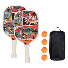 Masyatoo 戶外時尚都市型板球運動球拍 2入 + 球 4入 + 收納袋套組 Boom Art, 1套, 單一商品