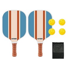 Meongmi MASHA TWO 現代板式球拍 2入 + 球 4入 + 收納袋組合 藍色, 1套, 藍色(球拍)
