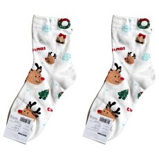 聖誕滿版絨毛中筒襪 2雙