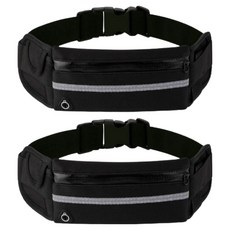 Moadil 跑步腰帶 防水 超輕量 運動腰包, 2個, 黑色