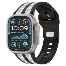 하마테 스마트워치 러기드 투톤 스포츠 실리콘 스트랩 42/44/45/46/49mm, 블랙화이트, 1개