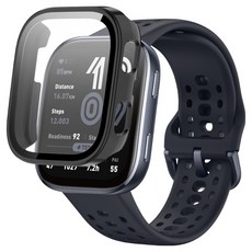 SPACE SHIELD 智慧手錶PC鋼化玻璃一體式保護殼, 1個, 黑色