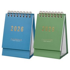 簡單商店 2026 迷你桌曆, 2個, 藍色, 綠色