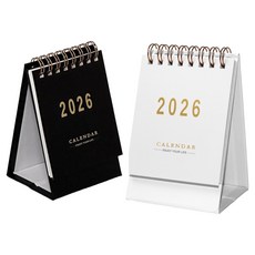 간단상점 2026 미니 달력 데스크 캘린더, 블랙, 화이트, 2개