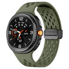 하마테 스마트워치 멀티타공 마그네틱버클 실리콘 스트랩 40 / 44 / 46mm, 아미그린, 1개
