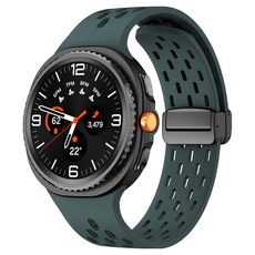 하마테 스마트워치 멀티타공 마그네틱버클 실리콘 스트랩 40 / 44 / 46mm, 다크그린, 1개