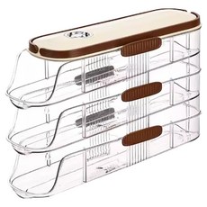 MUAN 食品級自動滾落雞蛋架 手提雞蛋收納盒 單排三層, 奶油黃, 1個