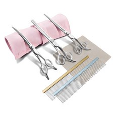 Babion M4 中級者用寵物美容剪刀3件組, 1套, 印第安粉色