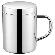 YOUNGGREEN 蓋子把手雙層不鏽鋼馬克杯 小 200ml, 銀, 1個