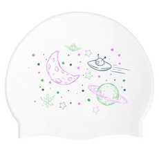 JQUEEN Jaked 行星特級矽膠泳帽 JG6SWH073C, 1個, WHITE