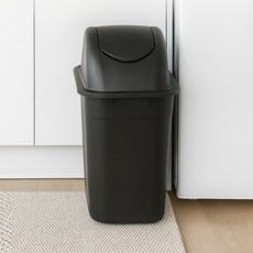 올유리빙 슬림 스윙 휴지통 28L, 블랙