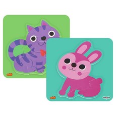 ariati 磁性拼圖 貓咪 + 兔子, 20片, 1套, 混和顏色