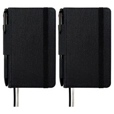 STANDARD OWN HERITAGE 筆環綁帶精裝筆記本 S Mini Pocket 空白日誌 96頁 + 3色原子筆, 2套, 黑色