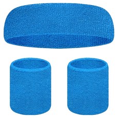 셀리빙 운동용 땀 방지 헤어밴드 아대밴드 세트, 라이트 블루, 1세트