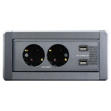 Legrand 羅格朗 水槽中島嵌入式 220V 2孔插座 附USB充電2埠 多向旋轉內建插座 柔和鋁, 1個