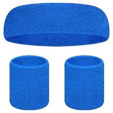 셀리빙 운동용 땀 방지 헤어밴드 아대밴드 세트, 다크 블루, 1세트