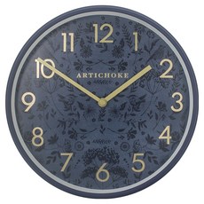 Artichoke燙金祕密花園 時鐘 9吋, 藍色