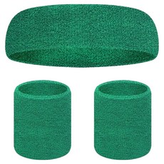 셀리빙 운동용 땀 방지 헤어밴드 아대밴드 세트, 다크 그린, 1세트