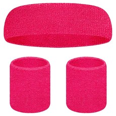 셀리빙 운동용 땀 방지 헤어밴드 아대밴드 세트, 진핑크, 1세트