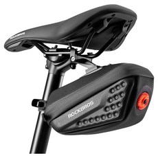 ROCKBROS 洛克兄弟 自行車後車燈一體式硬殼座墊包 C59, 黑色, 1個