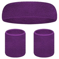 셀리빙 운동용 땀 방지 헤어밴드 아대밴드 세트, 퍼플, 1세트