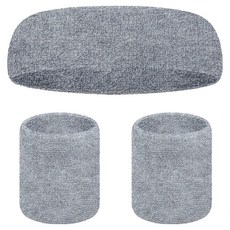 셀리빙 운동용 땀 방지 헤어밴드 아대밴드 세트, 그레이, 1세트