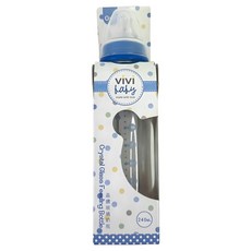 VIVI baby 晶鑽玻璃標準奶瓶 AB10101, 藍色, 1個, 240ml