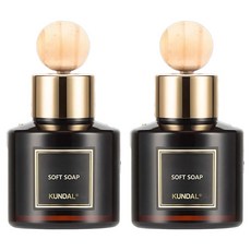 KUNDAL 昆黛爾 車用擴香軟皂香75ml 2個 + 木質球棒 2個, 皂香, 1套
