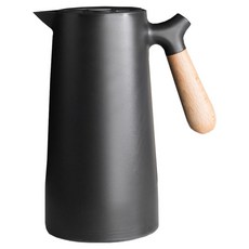 iSFun 恬靜北歐 大容量木柄保溫水壺, 1個, 黑色, 1L