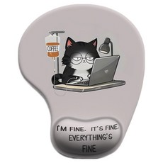 에픽스 실리콘 손목보호 마우스패드 손목받침 사무용 오염방지, 커피냥, 1개