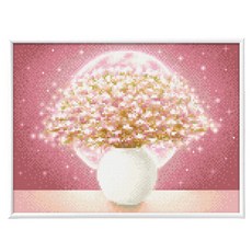 Blingbling 圓形AB鑽 圖案 30 x 40 cm 畫框 筆 託盤 固體膠 壁掛用釘 鑽石畫薄框套組, 1個, BL3040-093 月亮甕2