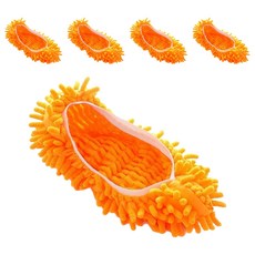 Harudam 雪尼爾地板清潔拖鞋套, 橘色, 5個