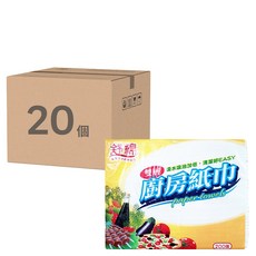 【箱裝】 舒綿 雙層貼合抽取式廚房紙巾 100抽, 20包, 1組