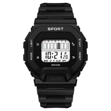 Soyo Sanghoe 防水電子方形多功能運動手錶 45g, 黑色, 1個