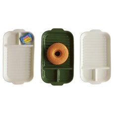 Odette 陶瓷 3格 分隔小碟, 3個, 白色, 白色, 深綠色