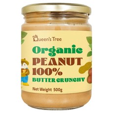 퀸즈트리 유기농 땅콩버터 크런치, 1개, 500g