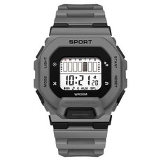 Soyo Sanghoe 防水電子方形多功能運動手錶 45g, 灰色, 1個