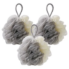 리빙메이커 홈 파스텔 왕볼 투톤 샤워볼 50g, 3개, 1개입, 화이트 + 그레이