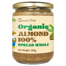 queenstree 有機100%帶皮研磨整顆杏仁抹醬, 1個, 350g