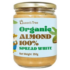퀸즈트리 유기농 100% 껍질을 벗긴 화이트 아몬드 스프레드, 1개, 350g