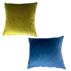 J&N 晶亮藍綠撞色抱枕2件組, 藍色 + 綠色